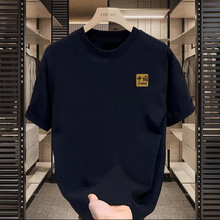 厂家批发夏季短袖印花纯色T恤上衣百搭简约宽松圆领休闲潮流上衣