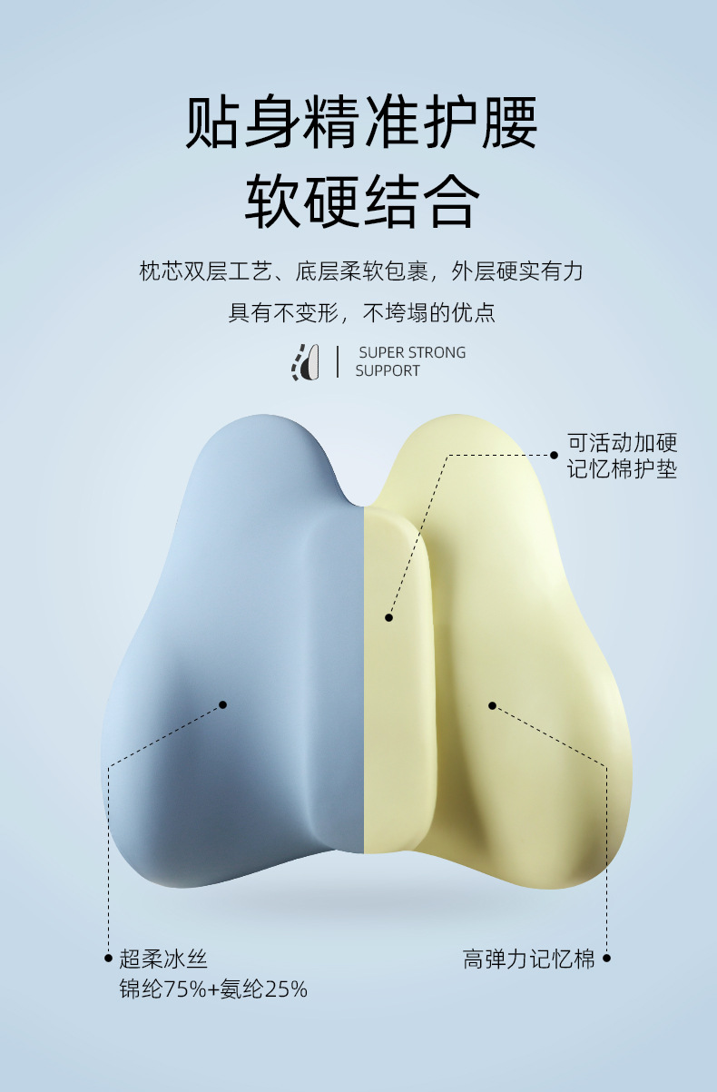 Adjustable Car Lumbar Support Memory Foam Cushion Office Car Seat Cushion Car Seat Office Chair