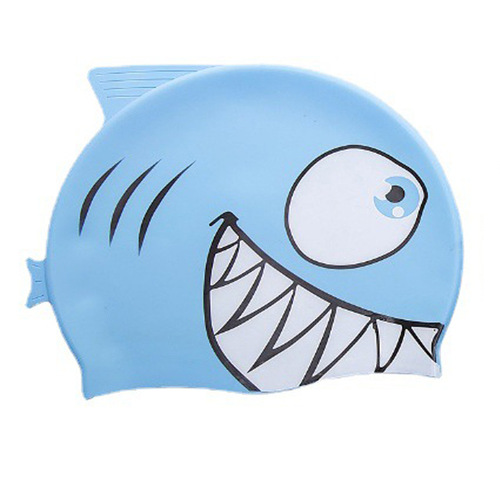 Pure silicone ear protection swimming cap, children's advertising swimming cap, solid color silicone swimming cap, children's fish-shaped cap