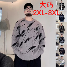 秋冬新款大码针织衫毛衣男大胖子加大不规则提花宽松外贸跨境批发