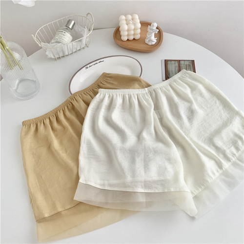 日系薄纱蕾丝安全裤女外穿夏季薄家居打底裤宽松无痕冰丝防走光裤