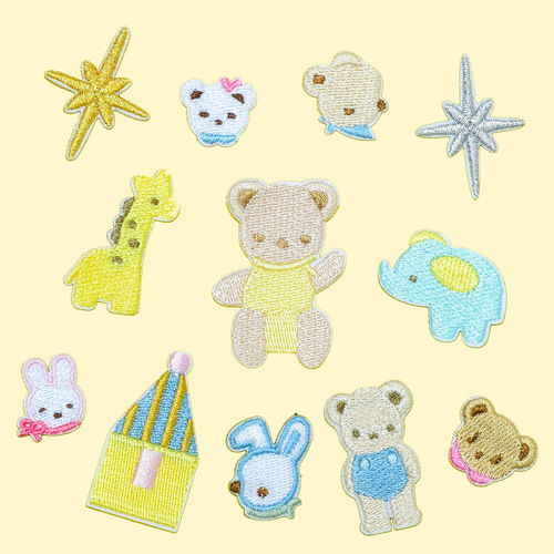 Adorable little house embroidery patch, cute bear hair clip decoration fabric sticker, bag cartoon embroidery self-adhesive