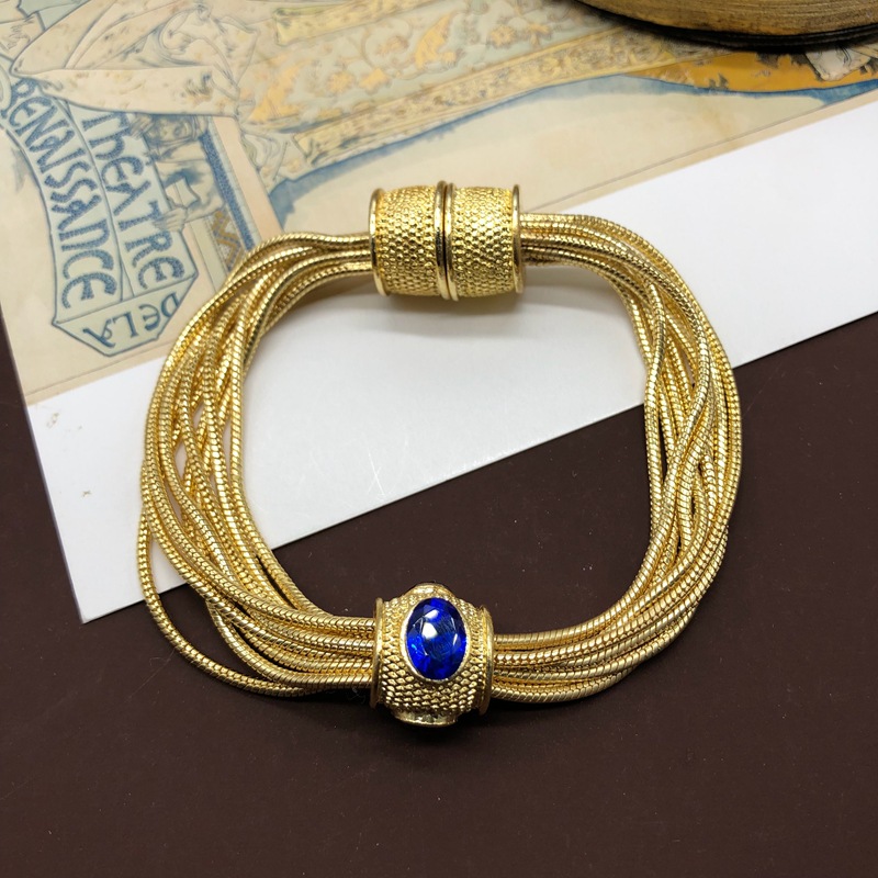 Geometric Pattern Women'S Gender Retro Geometric Alloy Plating Inlay Glass Women's Bracelets Necklace