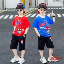 儿童夏季蜘蛛侠短袖两件套2023新款韩版男童帅气衣服男孩运动套装