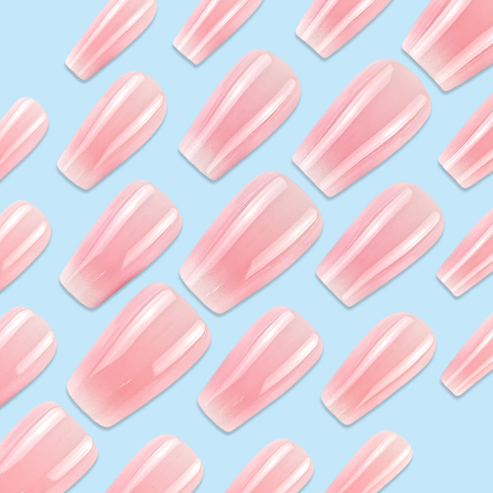 Chica caliente, gradiente rosa y blanca, hermosa pieza de uñas, temperamento de escalera corta, parche de uñas blancas terminado, armadura portátil de venta caliente transfronteriza image 4