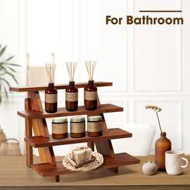 现货木质多层置物架松木展示架桌面储物收纳架木质阶梯花架纸盒包