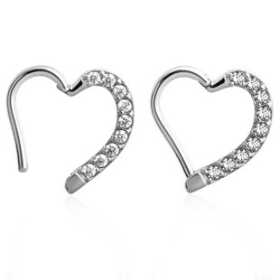 316L Stainless Steel Peach Heart Diamond Ear Clip Earrings Wholesale Jewelry Geometric Style