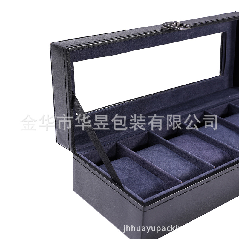 Nueva caja de almacenamiento de reloj transfronterizo en stock al por mayor negro PU cuero púrpura reloj pantalla caja 12-bit caja de reloj