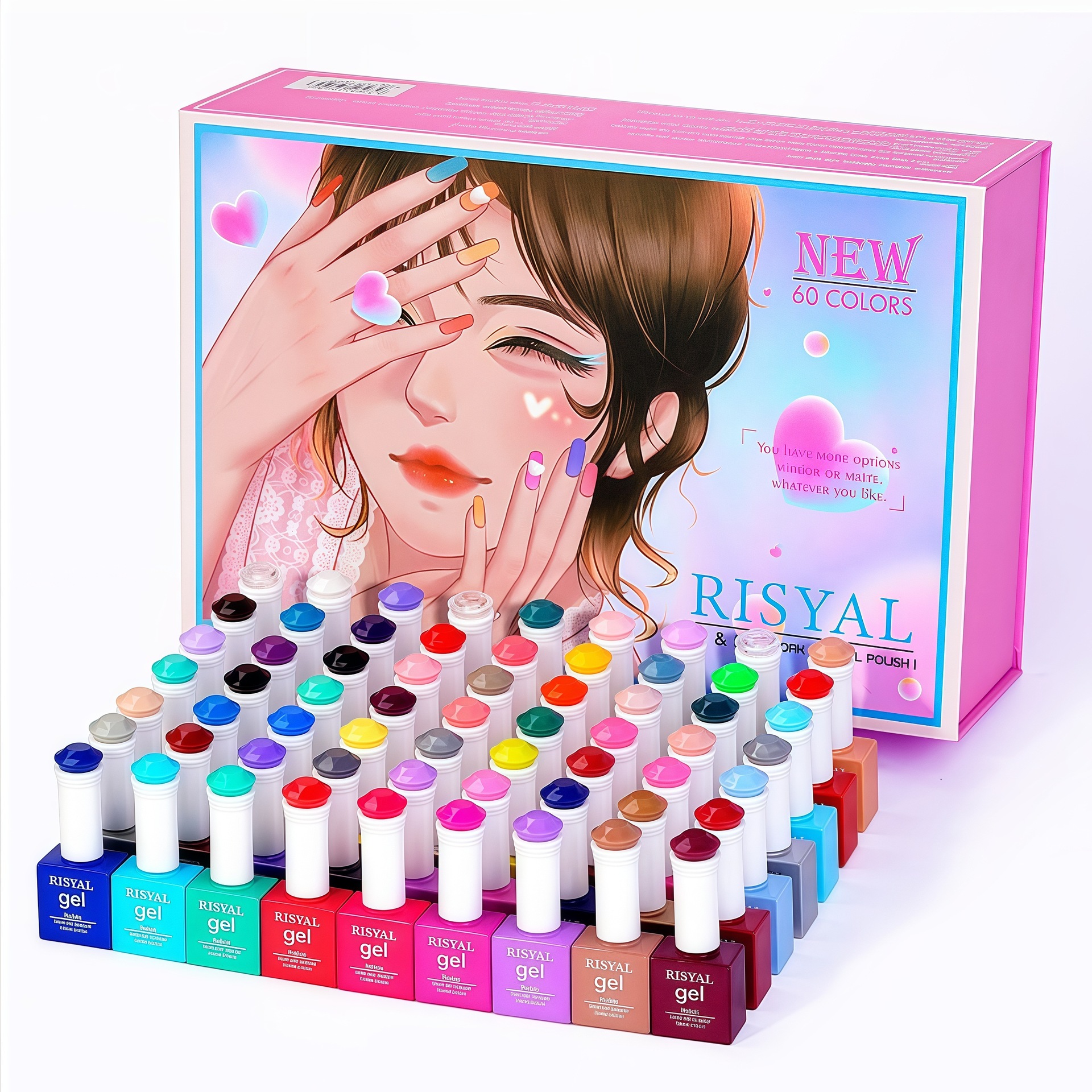Esmalte de uñas pegamento conjunto completo al por mayor 60 color botella traje de salón de uñas templado esmerilado sellado capa inferior pegamento transfronterizo exclusivo