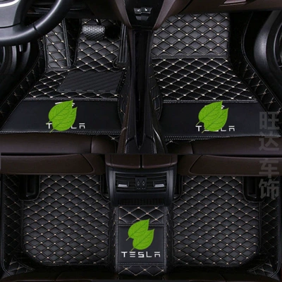 Modelə uyğun ayaqaltı — full-coverage car floor mats - tesla-model-y-single-layer-black-beige