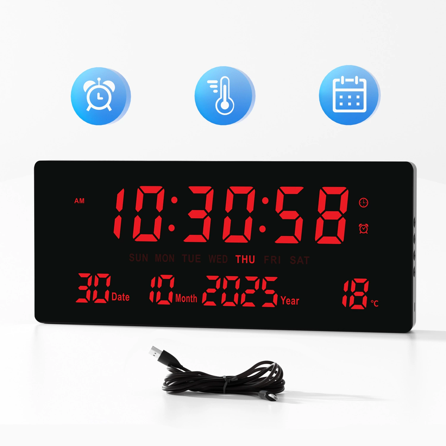 15inch Новая модель электронных часов с большим LED-экраном, цифровые настенные часы для гостиной, вечный календарь, китайский Bluetooth 3615