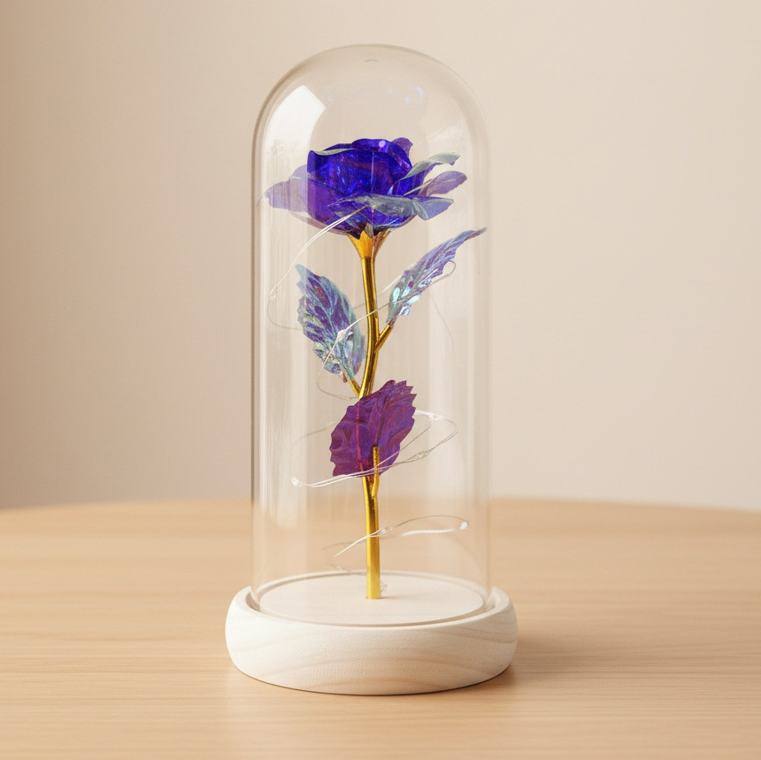 Rosas transfronterizas inmortales flores cubierta de vidrio decoración pareja regalos de día de San Valentín Día de la Madre ideas de cumpleaños 38 regalos pequeños