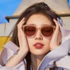 Sunglasses, retro universal milk tea, glasses solar-powered, 2023 collection, Korean style