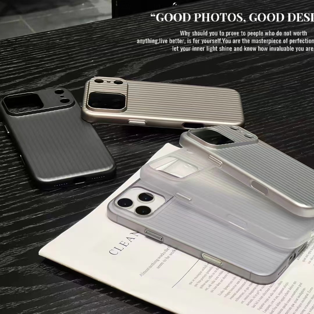 Suitable for iPhone 17 Corrugated Phone Case, Apple 16 Pro Max Striped Suitcase Hard Case, Semi-Transparent Frosted Pc Case