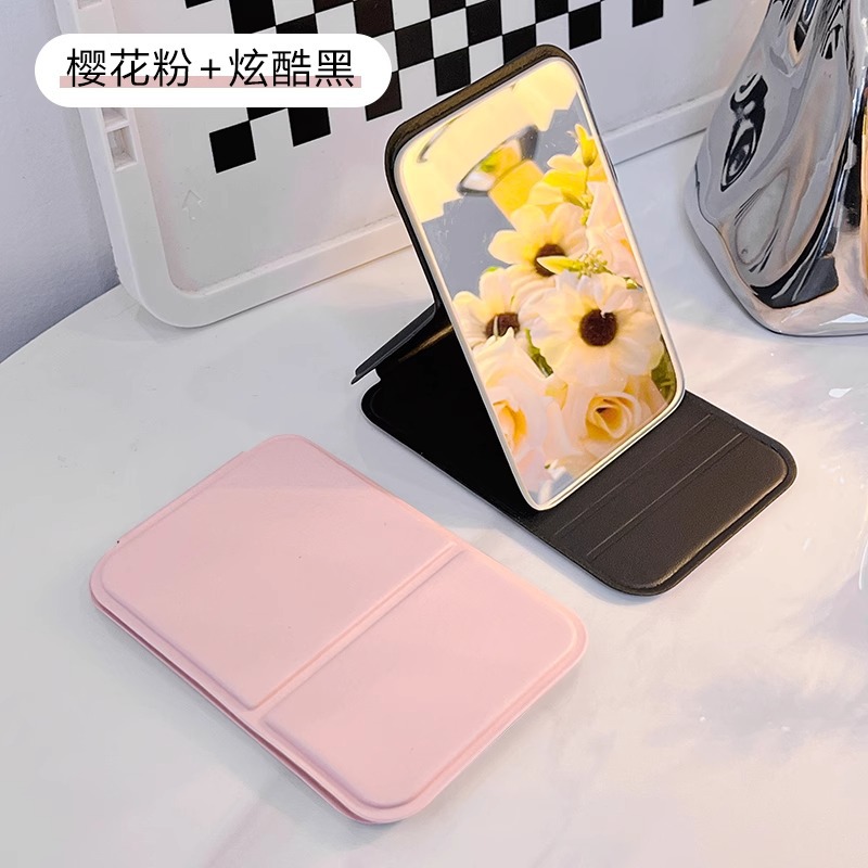 Espejo de maquillaje estilo ins Espejo pequeño plegable portátil Tulip dormitorio de estudiantes espejo de tocador HD escritorio femenino