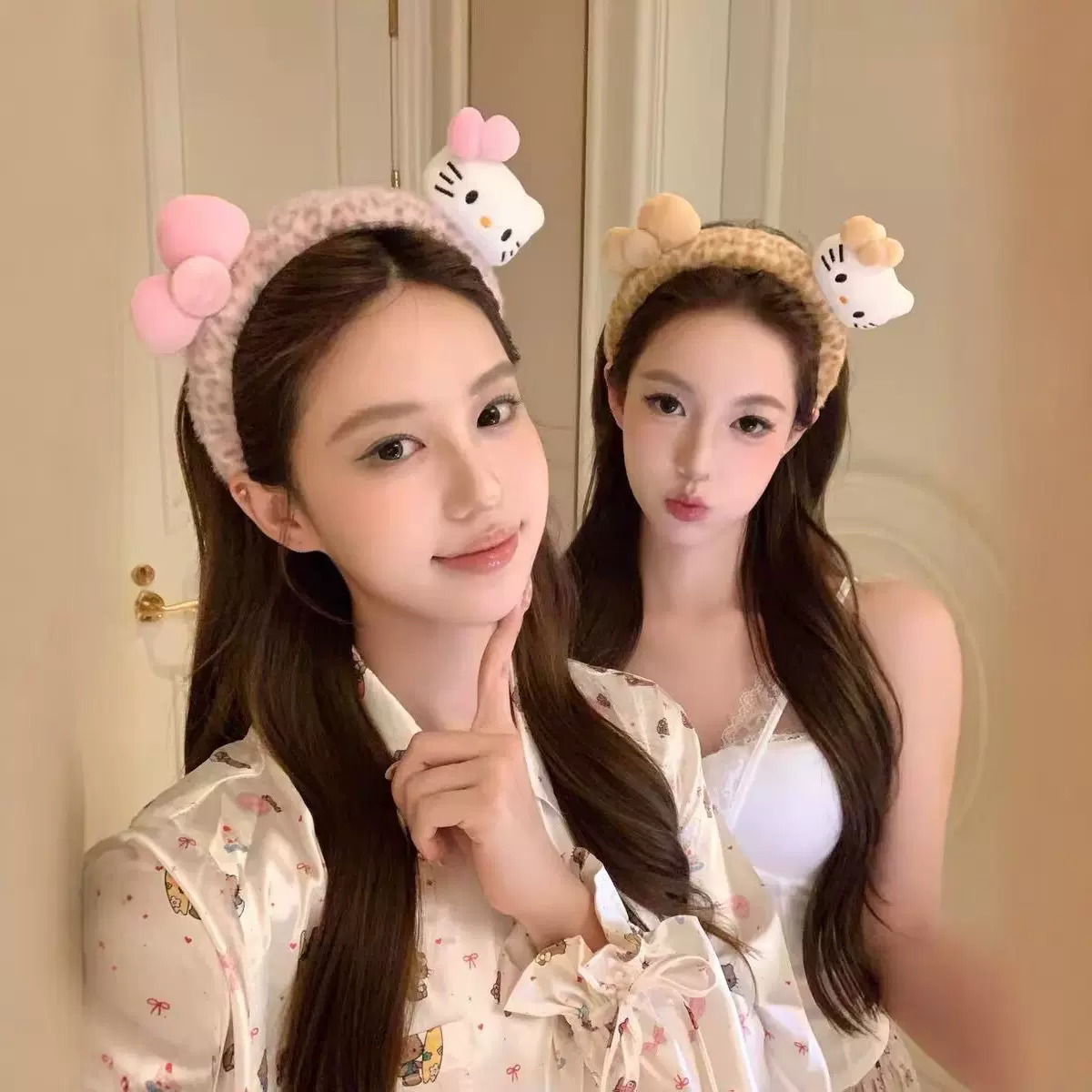 韩版可爱洗脸毛绒发箍女盘发卡通kt猫头饰敷面膜防滑头箍发饰批发