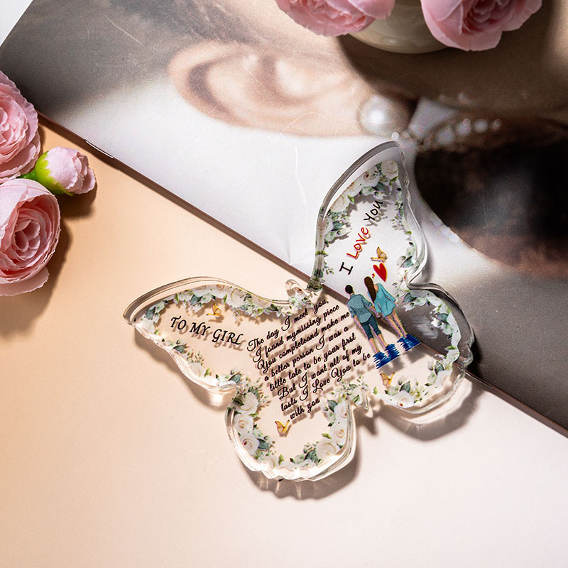 跨境亚克力蝴蝶摆件透明伴手礼周年纪念送朋友亲人蝴蝶摆台装饰品