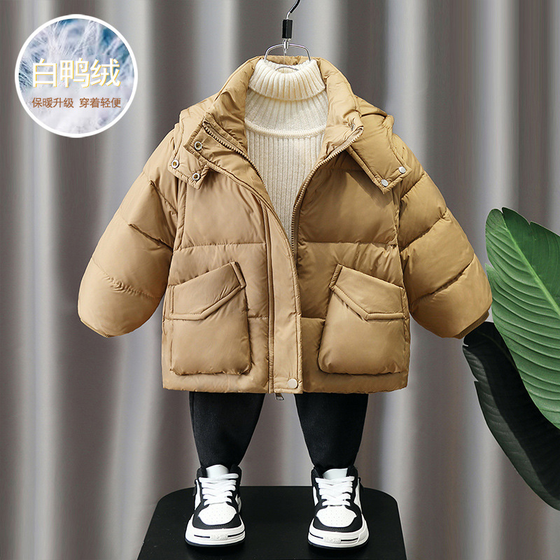 6615 chaqueta de plumón para niños 2024 invierno nuevo estilo para niños chaqueta de plumón coreana para bebés invierno con capucha engrosada marea