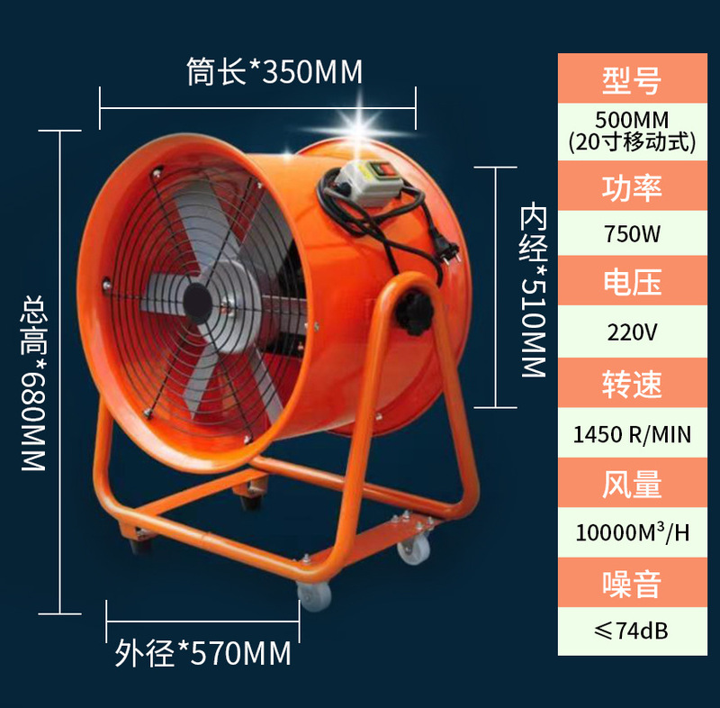 手提式轴流风机220V移动式排风扇抽鼓风机有限空间工业SFT通批发|undefined