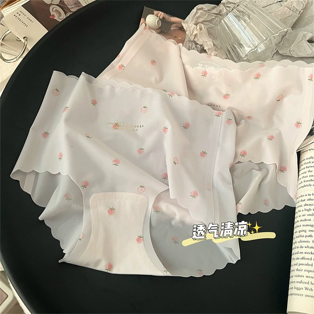 Ультра‑тонкое нижнее белье, брюки, шелковистые тонкие брюки быстрая стирка хлопковый антибактериальный клубника для учащихся младших классов, средней посадки
