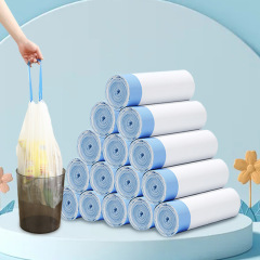 Automatic closing drawstring garbage bag kitchen vest style garbage plastic bag large disposable garbage bag 75 pieces