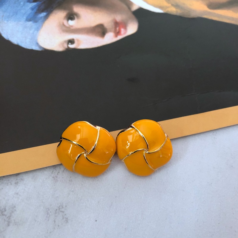 Pendientes De Aguja De Plata 925 Con Esmalte Amarillo display picture 7