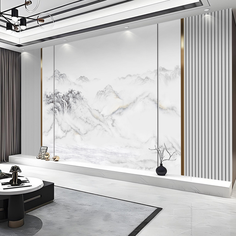 Tv Background Wall Carbon Crystal Decorative Panel, Simple and Luxurious 3D Wall Panel, Living Room Film and Television Wood Decorative Panel