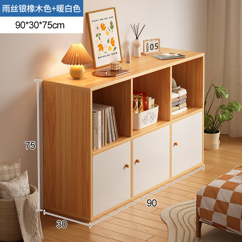 Estante de cosméticos de estilo crema, gabinete de rejilla de piso a techo lateral de mesa, gabinete de ocho compartillas, gabinete de almacenamiento de perfumes para productos para el cuidado de la piel