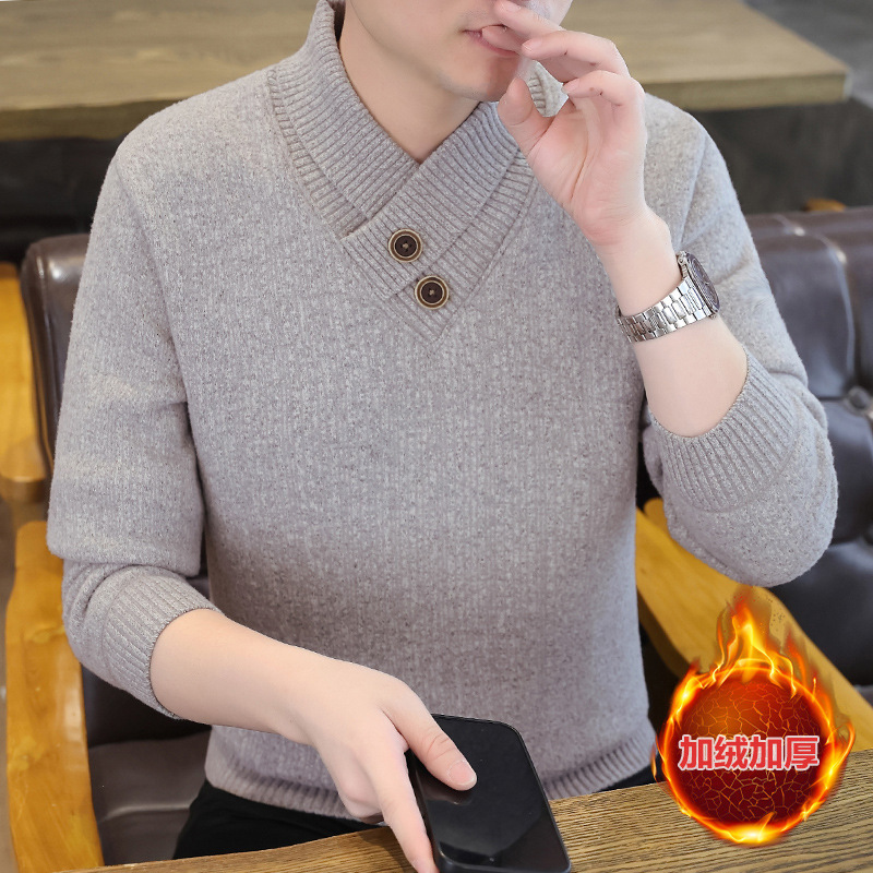 [Must-Have for Stylish Men] 2025 Autumn and Winter Men's High-End Thickeneded Long Knitwear V Neck Sweatshirt Bottoming Shirt