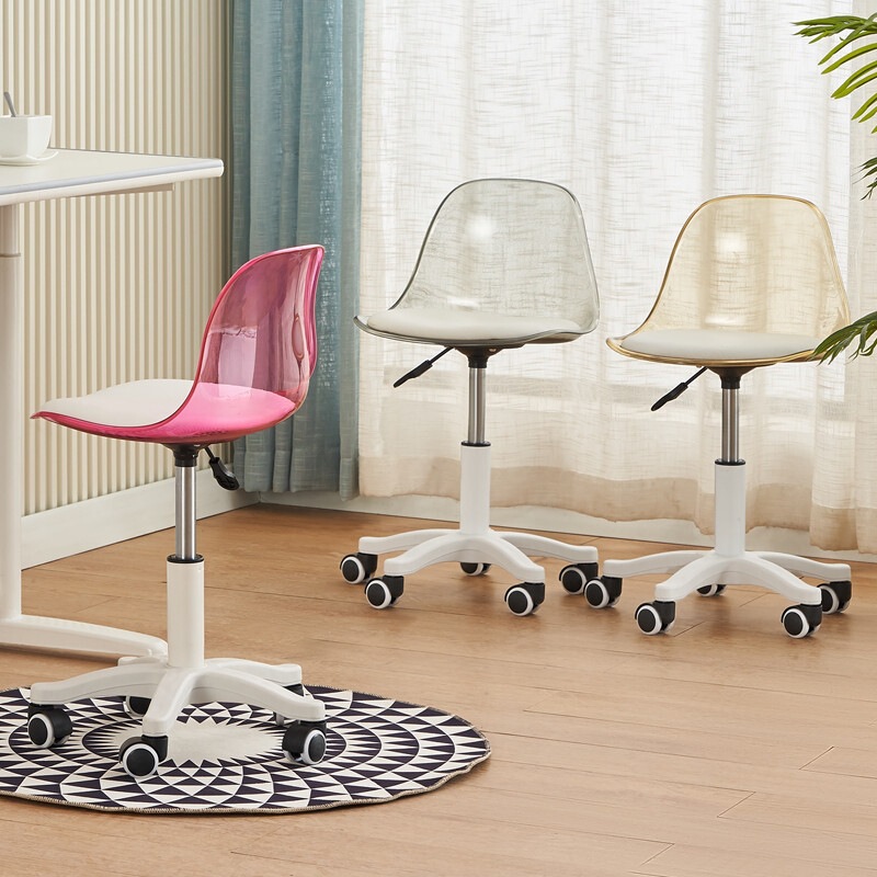 Adjustable height stool, rotating beauty stool, large work stool for commercial and home use, with wheels, transparent backrest, suitable for hairdressing, nail art, and makeup Adjustable height stool, rotating beauty stool, large work stool for commercial and home use, with wheels, transparent backrest, suitable for hairdressing, nail art, and makeup