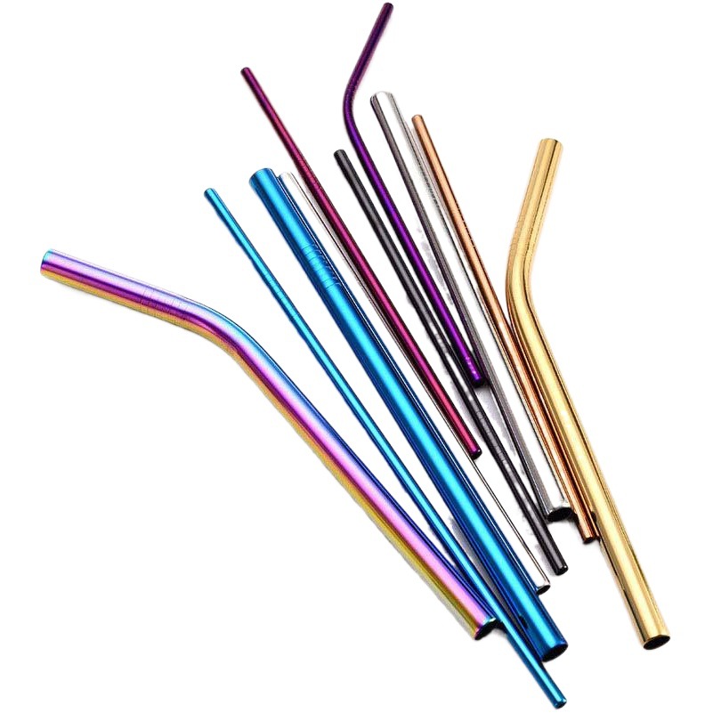 Cross-border 304 paja de acero inoxidable fábrica al por mayor Amazon color tubo de beber paja de metal leche té paja