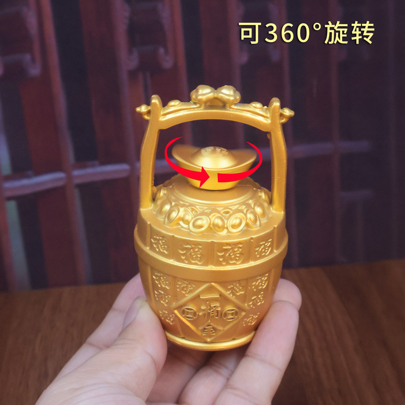 富が流れる、金の装飾品のバケツ、富と宝を引き寄せる江山のバケツ、リビングルーム、書斎、オフィスのデスクトップ、富を引き寄せる装飾品|undefined