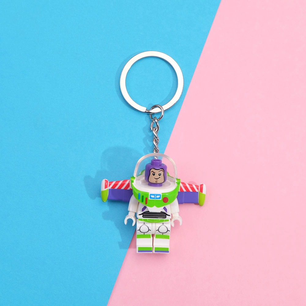 Keychain constructor pendant, cute character mini-figure keyring, plastic, assorted designs