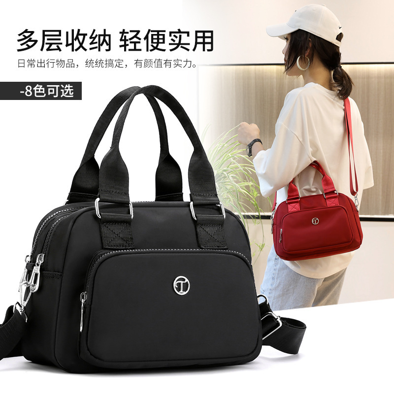 New Shoulder Bag Large Capacity Portable Crossbody Bag Simple Casual Middle-aged and Elderly Mother Bag Water-repellent Nylon Cloth Bag