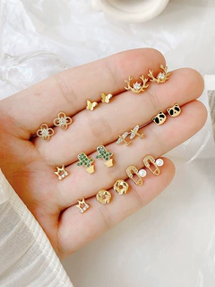 耳钉简约女小巧感耳环网红金色东大门耳坠耳骨钉银针耳饰小熊猫