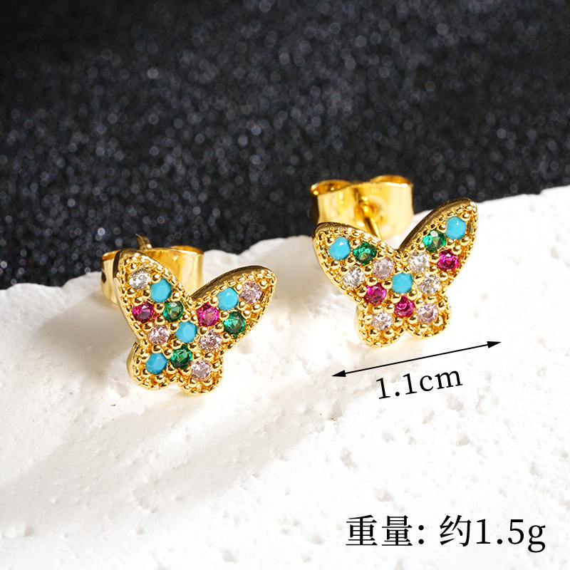 Collar de mariposa de oro de arena vietnamita lleno de pendientes de diamantes moda diseño de todo fósforo ligero lujo durante mucho tiempo conjunto de joyas que no se desvanece