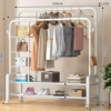 Side -to -handwood network double -layer double pole+coat hook 130 white+wheel