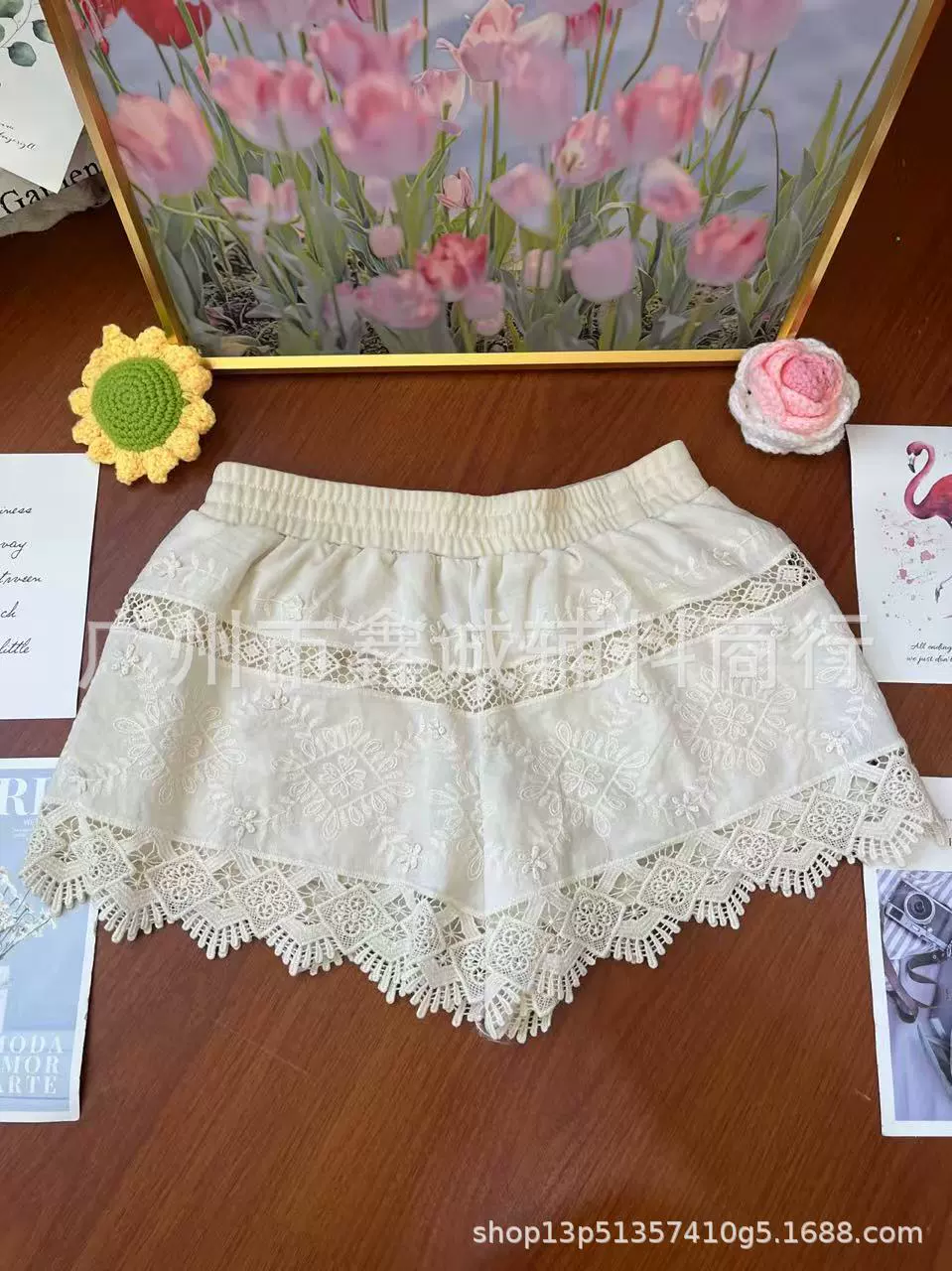 Защитные хлопковые шорты (женские) корейский стиль, кружевная аппликация, эластичный пояс, один размер