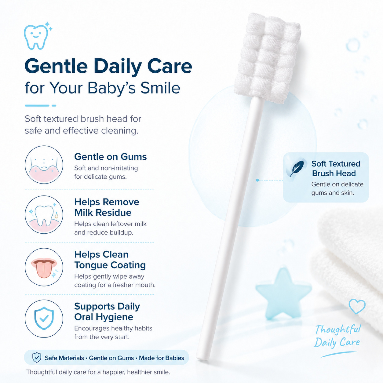 Baby Toothbrush Oral Cleaning Cotton Swab Tongue Cleaner Magic Tool Tongue Cleaning Baby Newborn Gauze Infant
