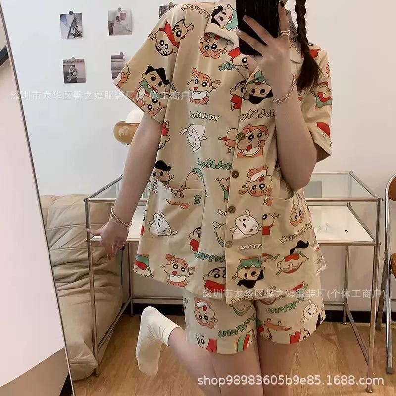 Пижамный комплект Brand Fresh: шорты и тонкий кардиган, короткий рукав, японско‑корейский стиль