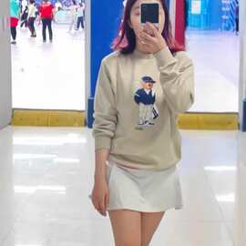南油高版本26款RL小熊卡通字母印花圆领宽松轻奢百搭卫衣男女同款