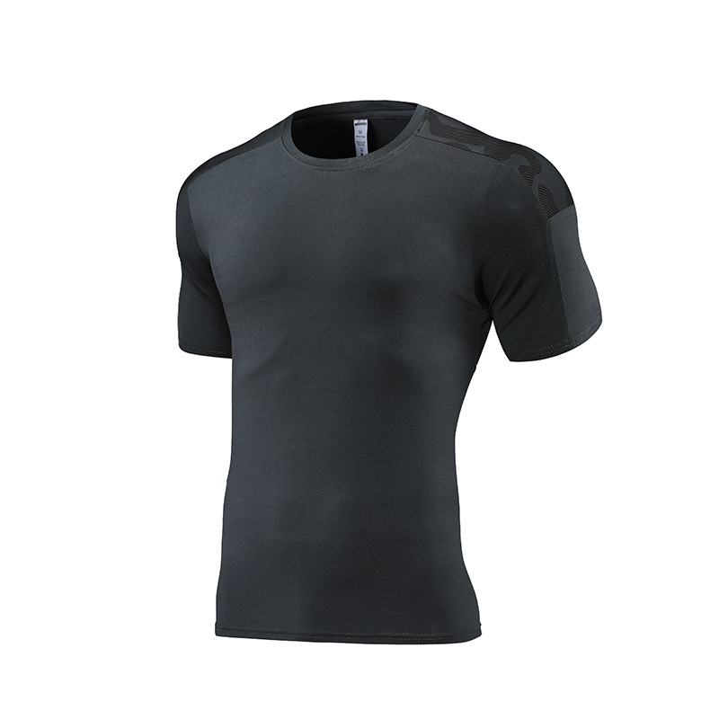 Verano de los hombres deportes casual correr cuello redondo de secado rápido de manga corta fitness de alta elástico de seda de hielo transpirable camiseta nuevos productos impresos registro