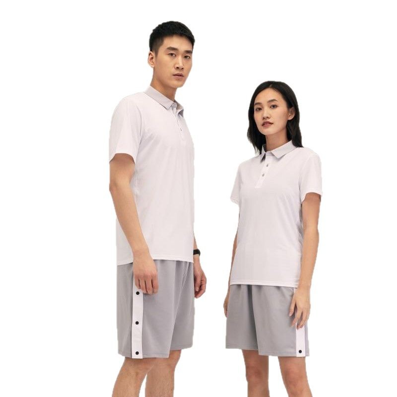 Blanco logotipo de impresión de secado rápido Polo2025 verano nuevo deportivo acondicionamiento físico ropa de trabajo ropa de trabajo ropa de grupo chaqueta