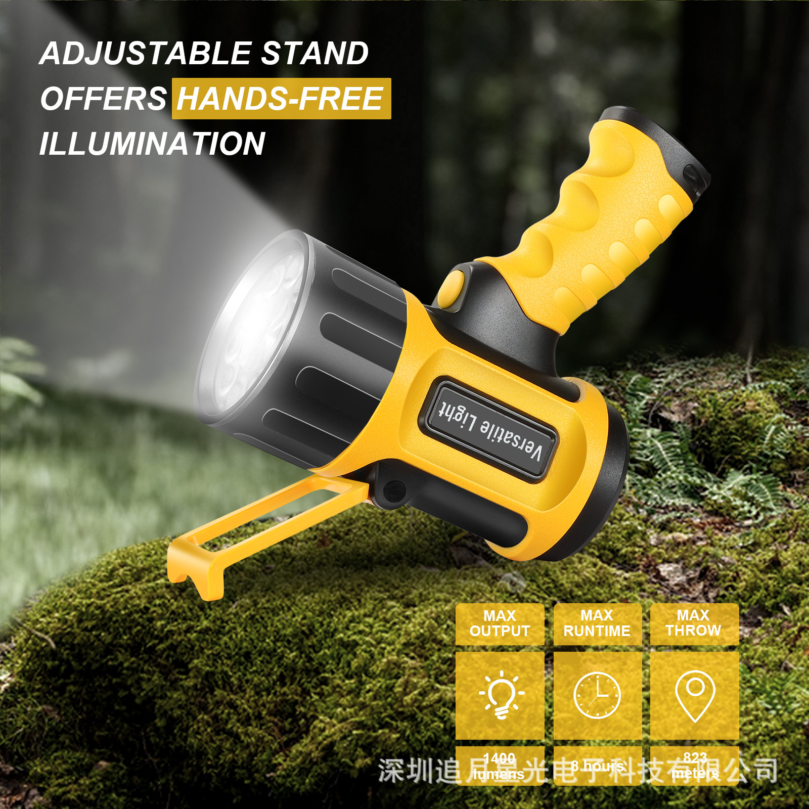 Amazon Q411 Gun-Style Flashlight for Export, High-Intensity Handheld Searchlight with Adjustable High and Low Beam, Focusing and Spreading Light