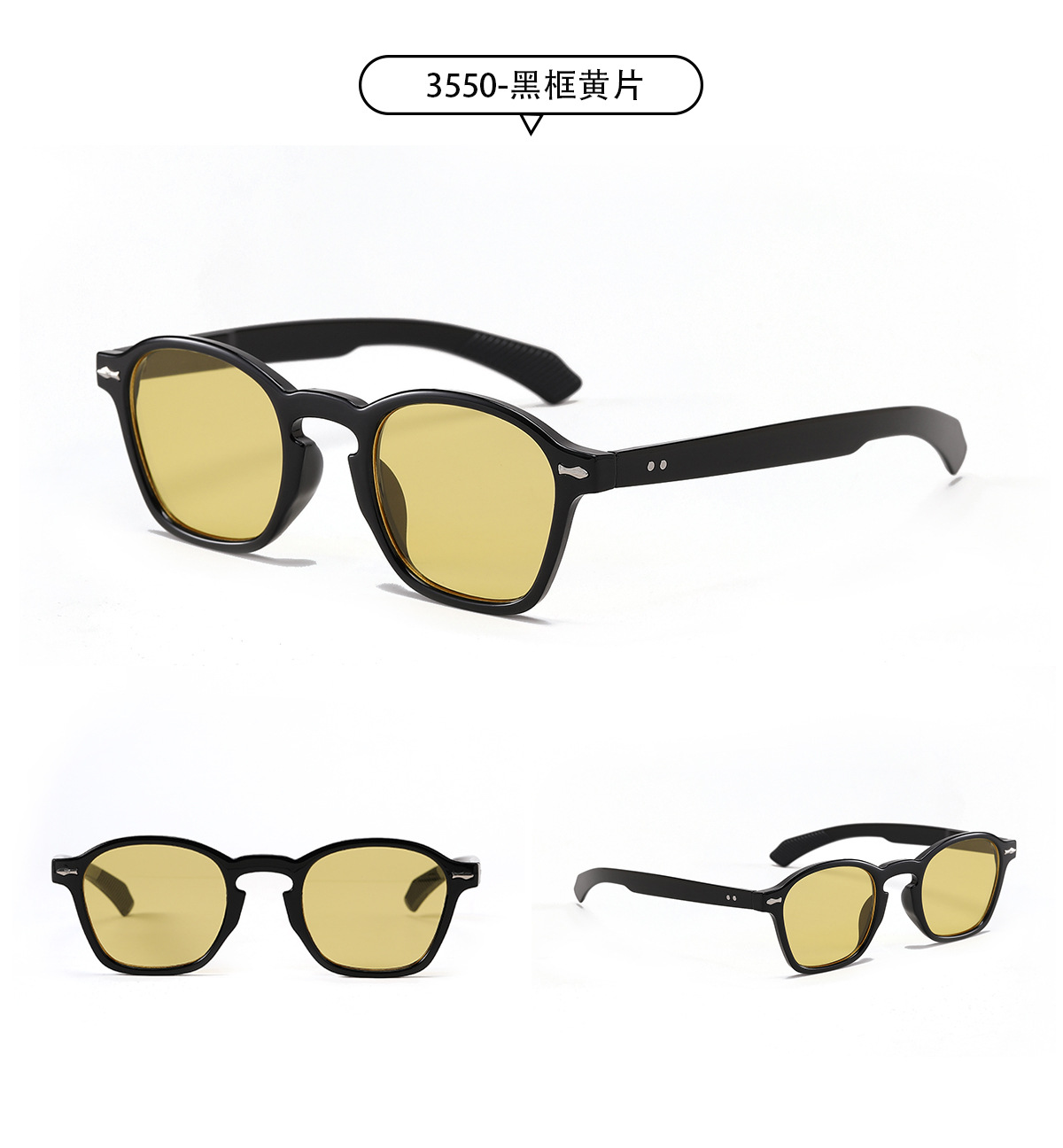 Fashion Retro Round Frame Rivet Sunglasses display picture 3