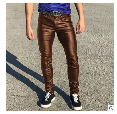Retro polyurethane trousers for leisure, Amazon, punk style