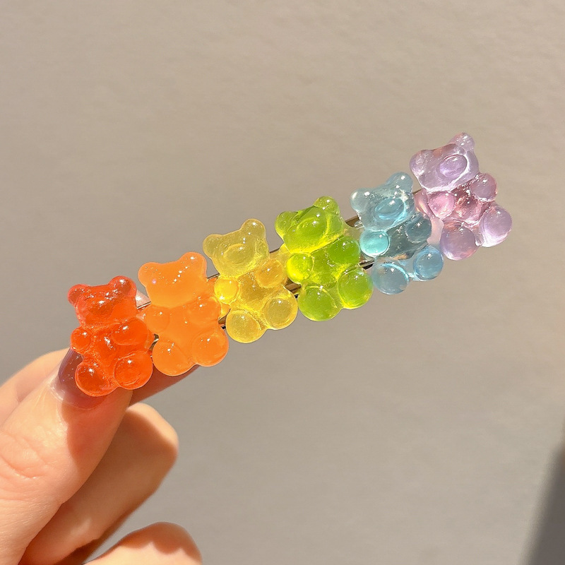 1#캔디컬러 젤리곰 머리핀-7cm