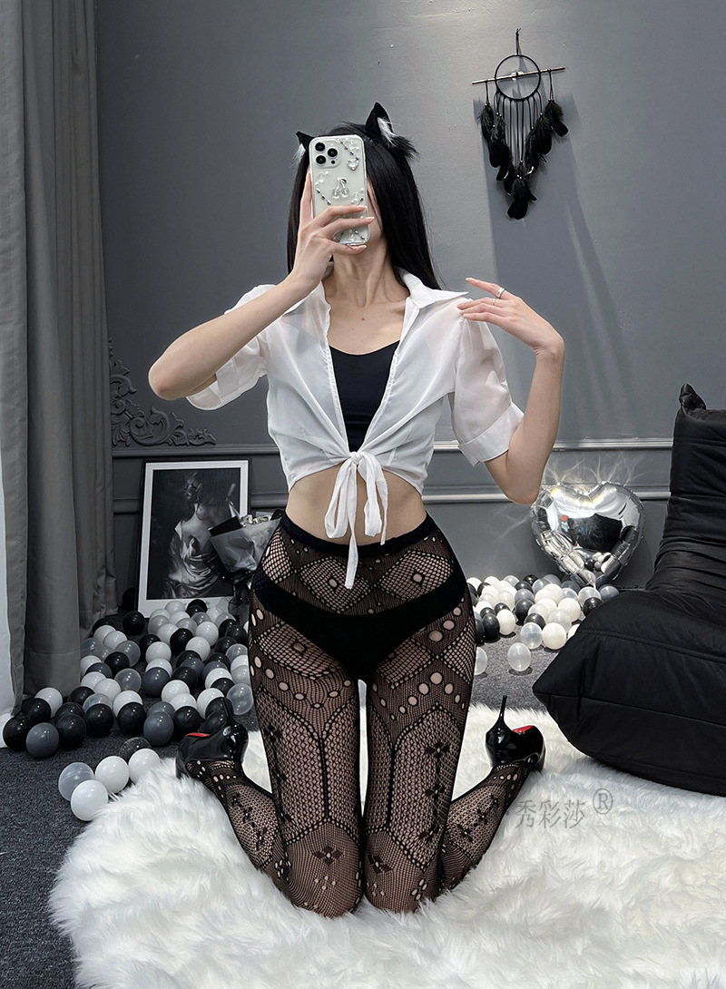 Ultra-Thin Black Lace Stockings, Plus Size Hand-Tearable Pantyhose, One Size Intimate Wear — detail image 3