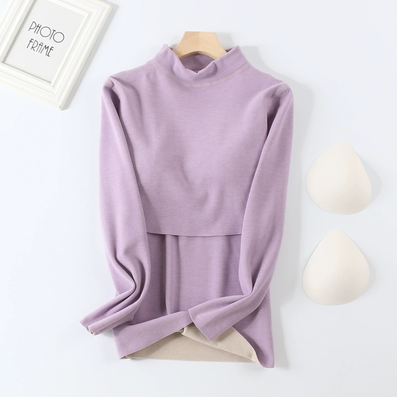 Материнские термобелье топ Delong беременная осенняя одежда без бюстгальтера послеродового кормления с длинными рукавами средней пижамы зимой