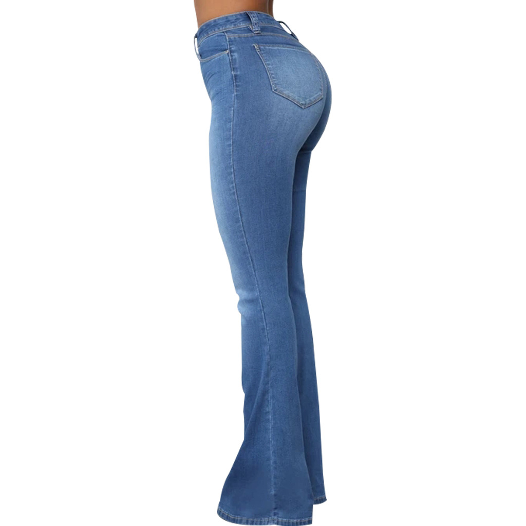 High-Waisted Stretch Slim Bootcut Jeans NSQYT111129